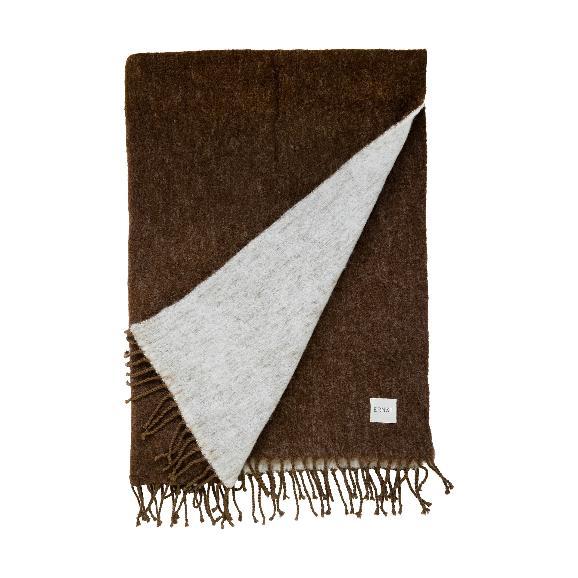 Plaid Ernst avec franges 130x170 cm, Caramel-blanc ERNST