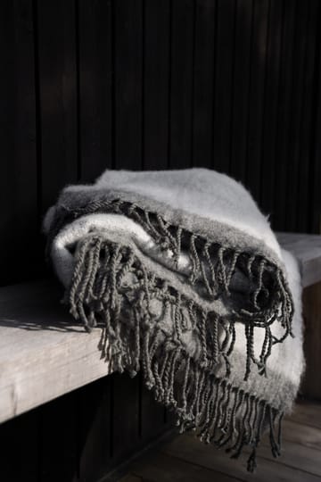 Plaid Ernst avec franges 130x170 cm - Gris foncé-blanc - ERNST