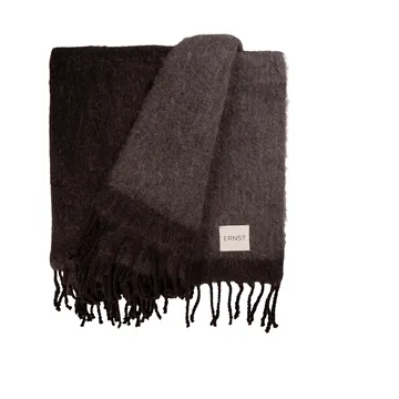 Plaid Ernst avec franges 130x170 cm - Marron foncé-marron - ERNST