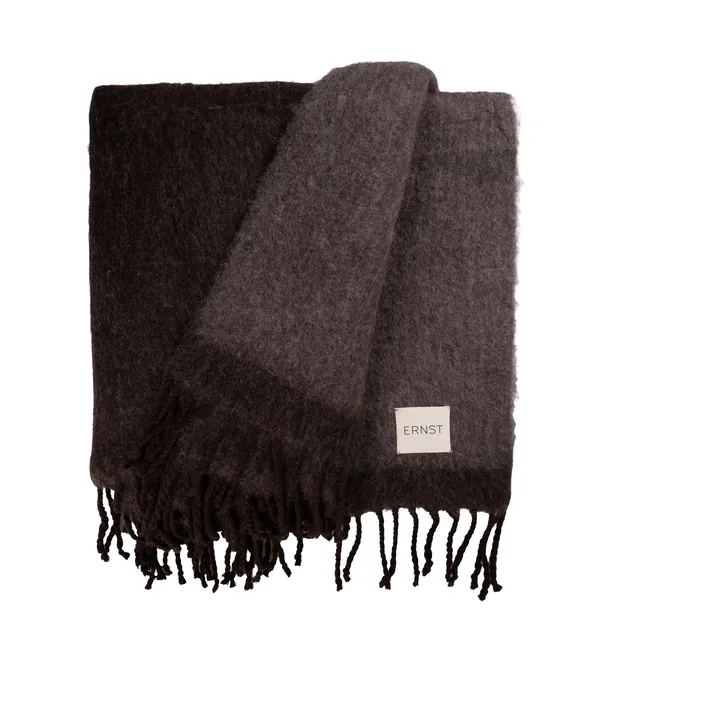Plaid Ernst avec franges 130x170 cm - Marron foncé-marron - ERNST