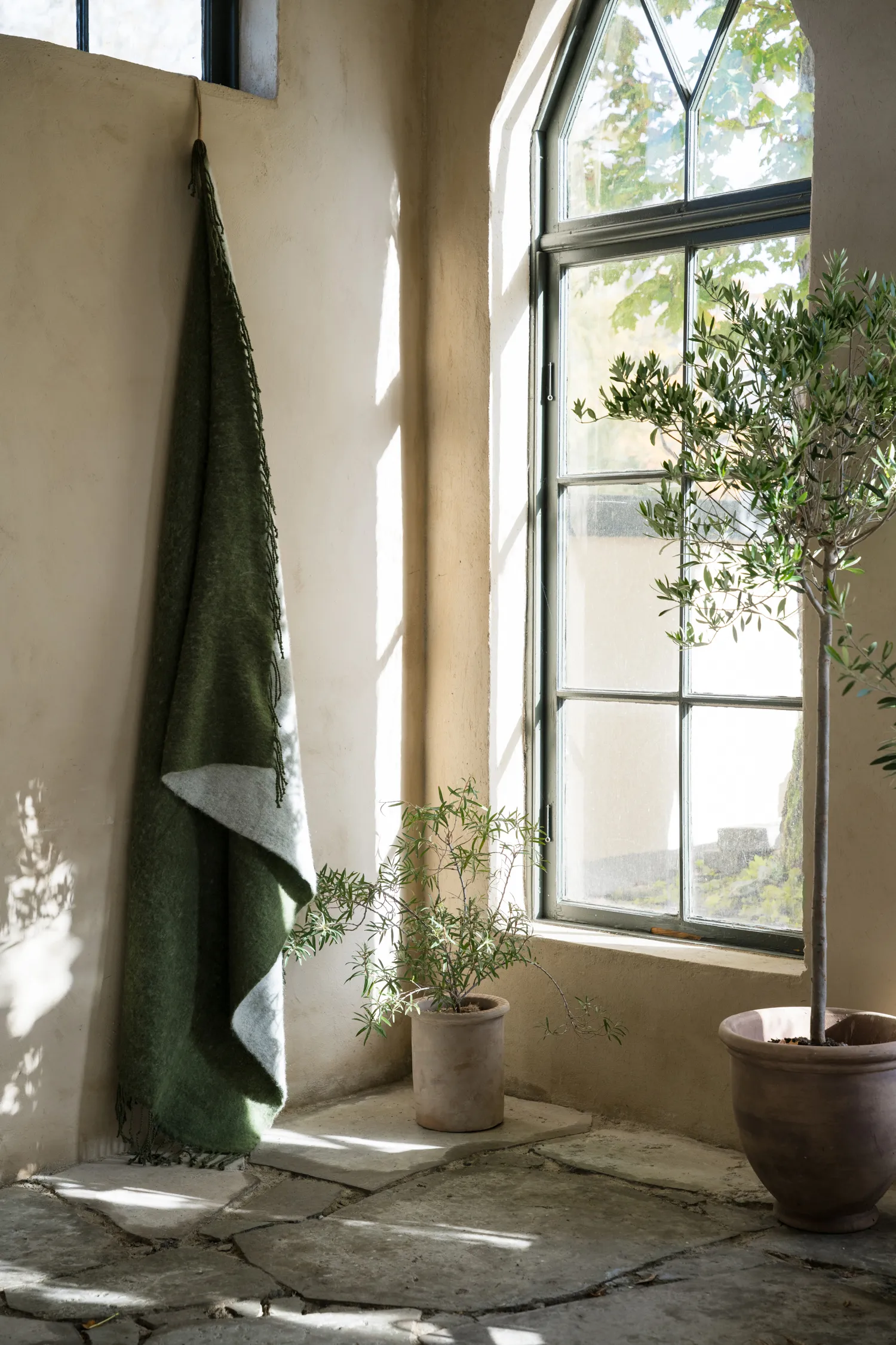 Plaid Ernst avec franges 130x170 cm, Vert-blanc ERNST