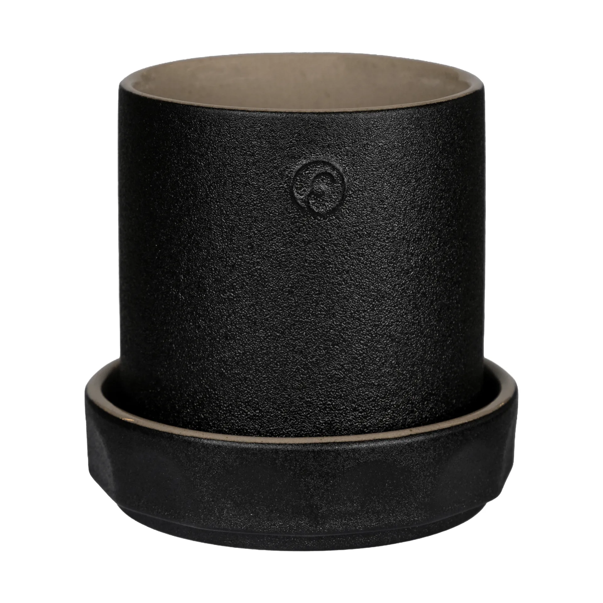 Pot avec soucoupe Ernst, Noir-naturel, Ø11x11 cm ERNST