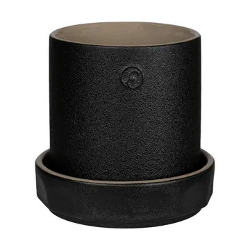 Pot avec soucoupe Ernst - Noir-naturel, Ø11x11 cm - ERNST