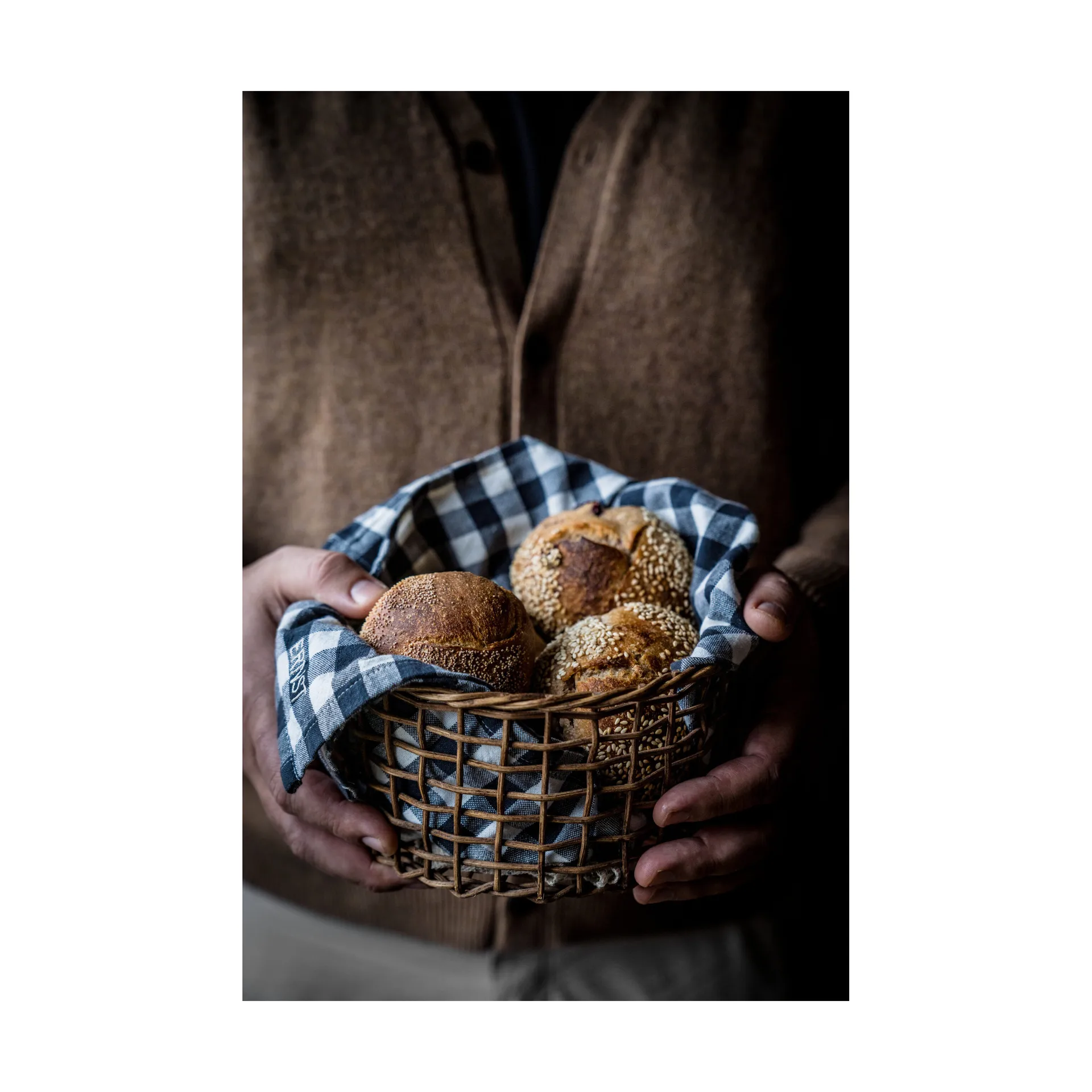 Serviette à carreaux Ernst 40x40 cm, Gris-bleu-blanc ERNST