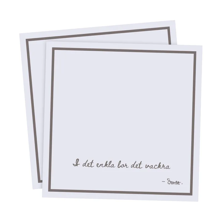 Serviette avec citation Ernst I det enkla Lot de 20 - Gris clair - ERNST