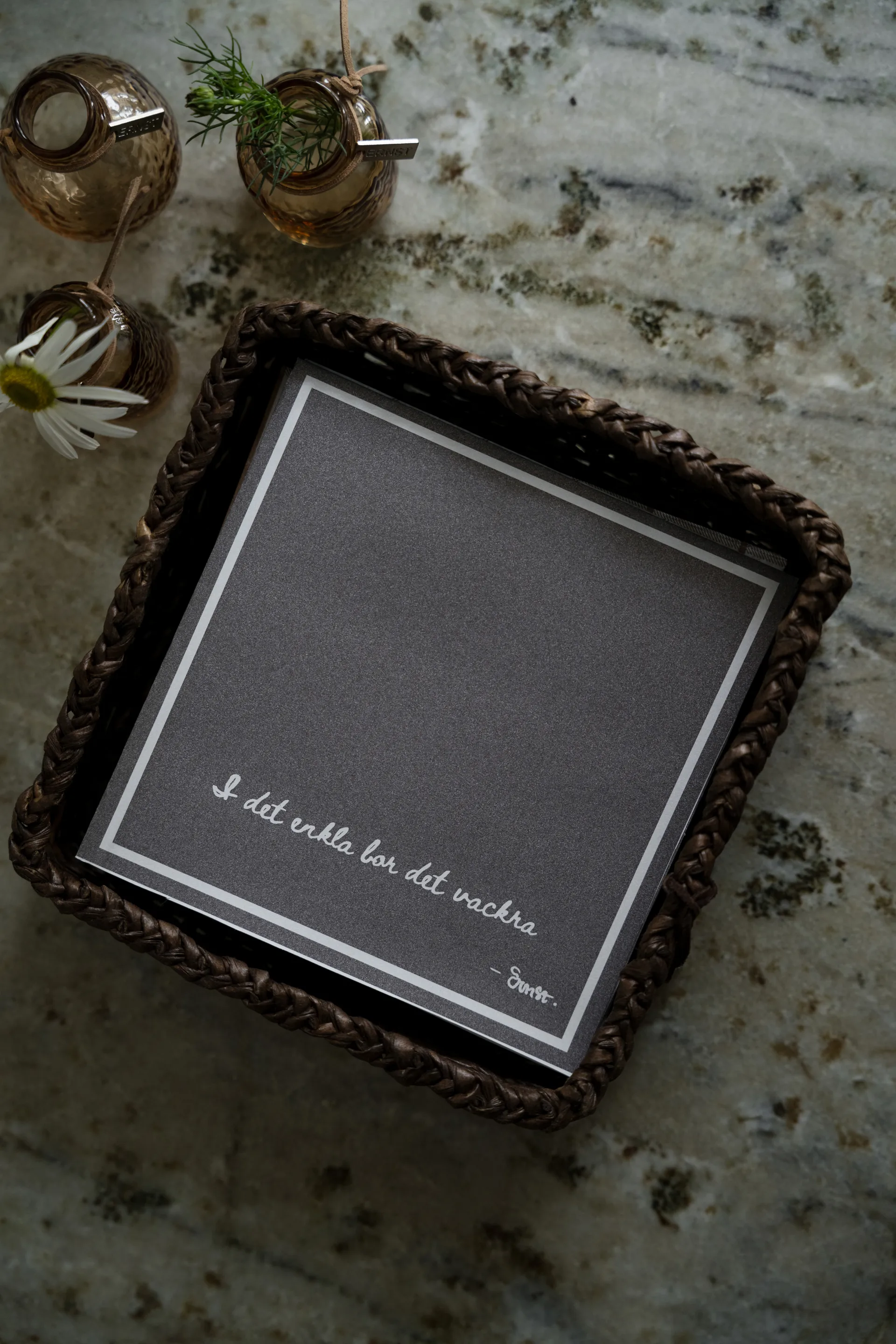 Serviette avec citation Ernst I det enkla Lot de 20, Taupe ERNST