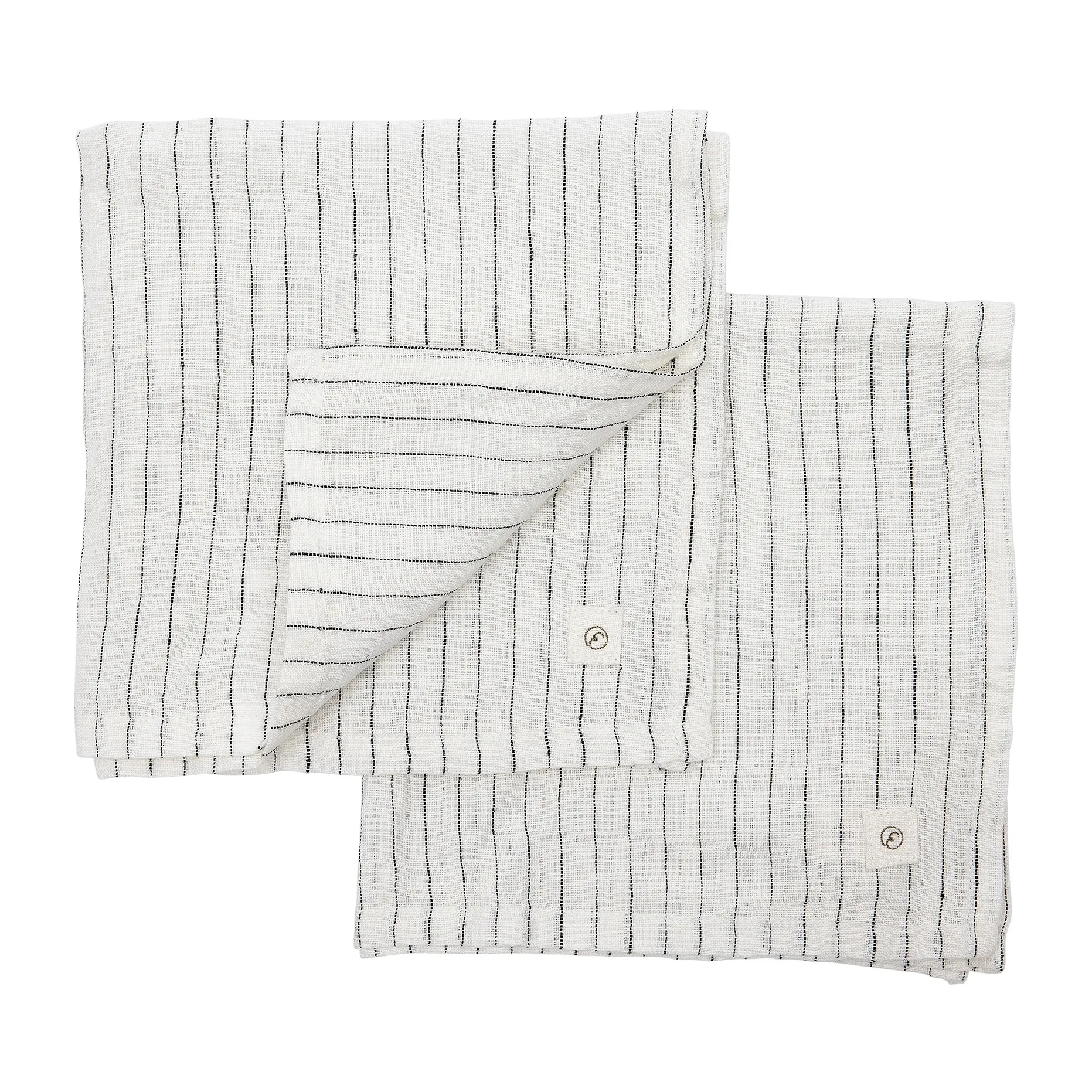 Serviette en tissu Ernst lin 40x40 cm Lot de 2, Blanc-noir ERNST