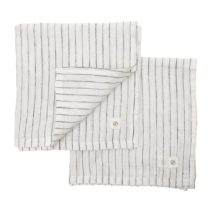 Serviette en tissu Ernst lin 40x40 cm Lot de 2, Blanc-noir ERNST