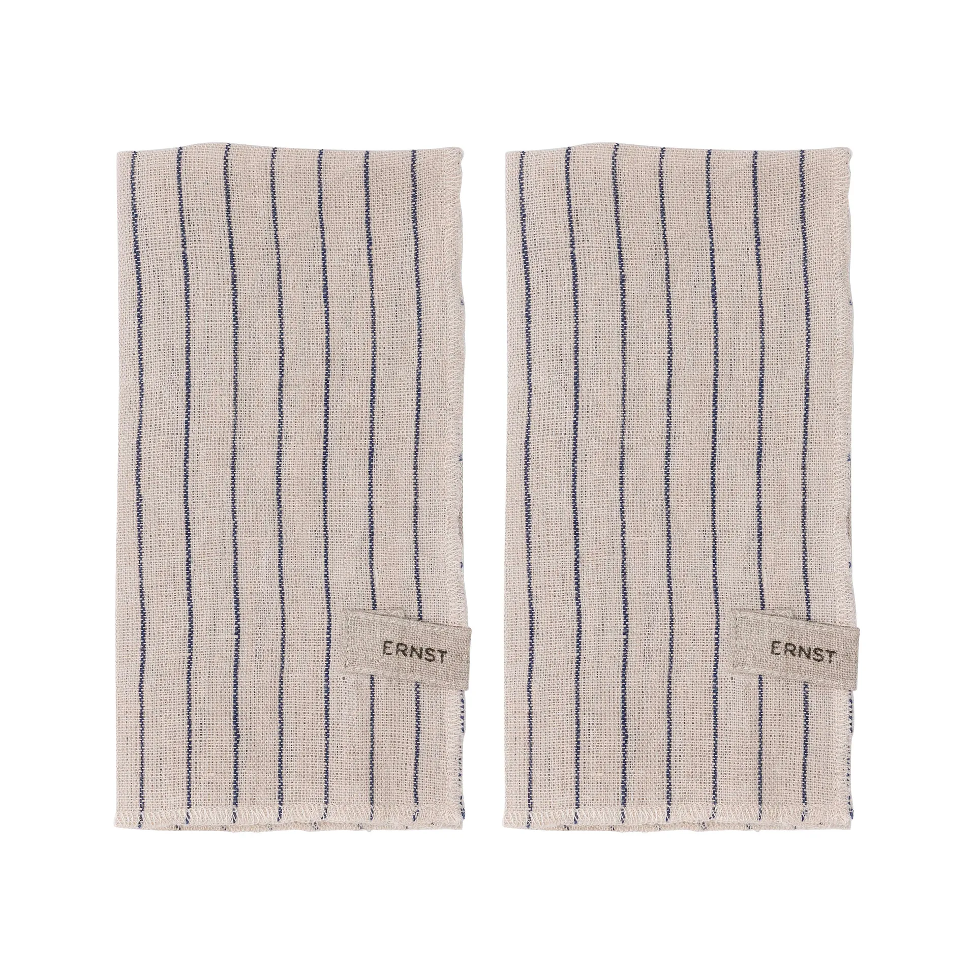 Serviette Ernst rayée 40x40 cm, lot de 2, Bleu-beige ERNST