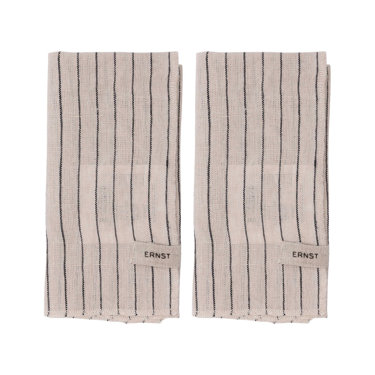 ERNST Serviette Ernst rayée 40x40 cm, lot de 2 Noir-beige