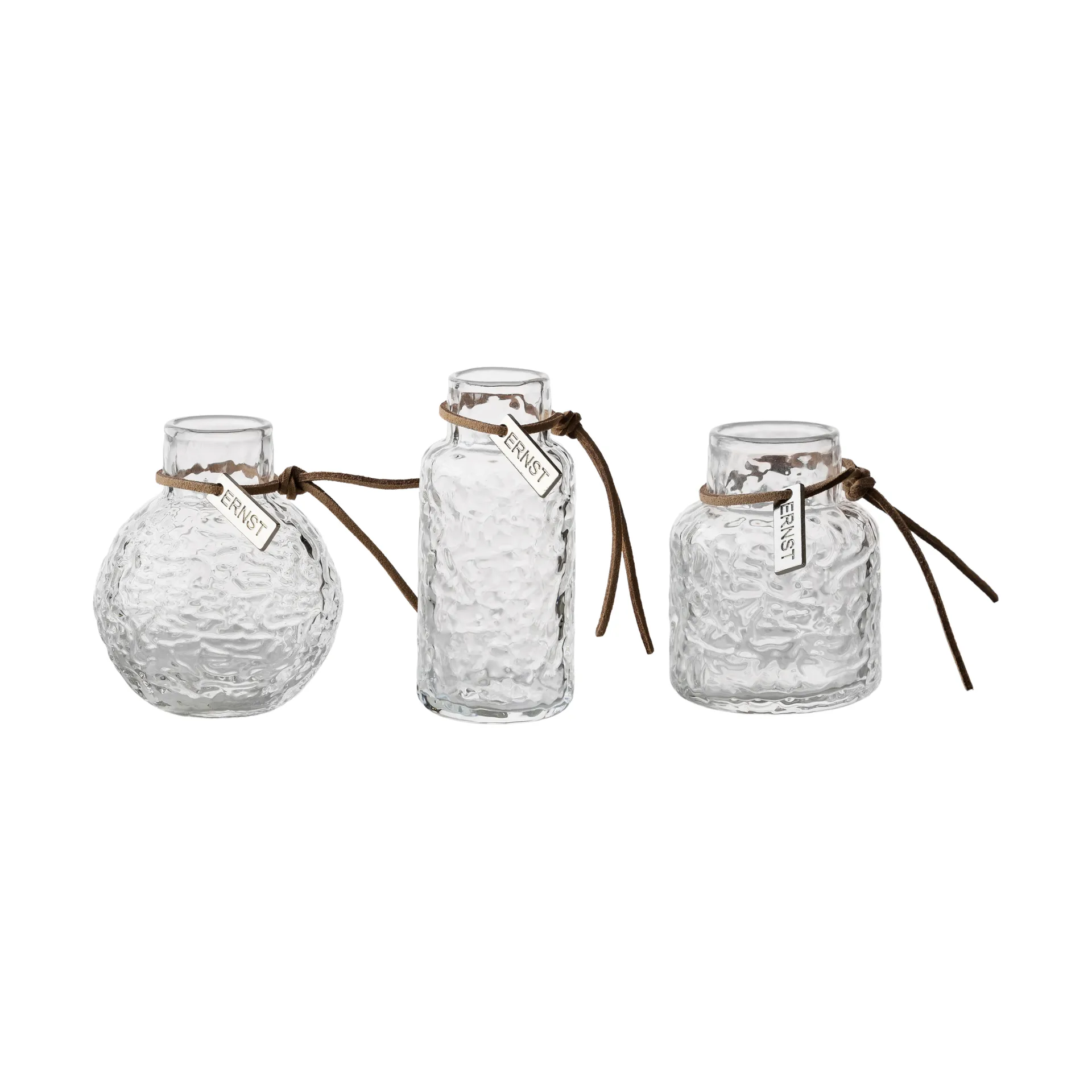 Set de vases Ernst à motif, coffret cadeau 3 pièces, Transparent ERNST