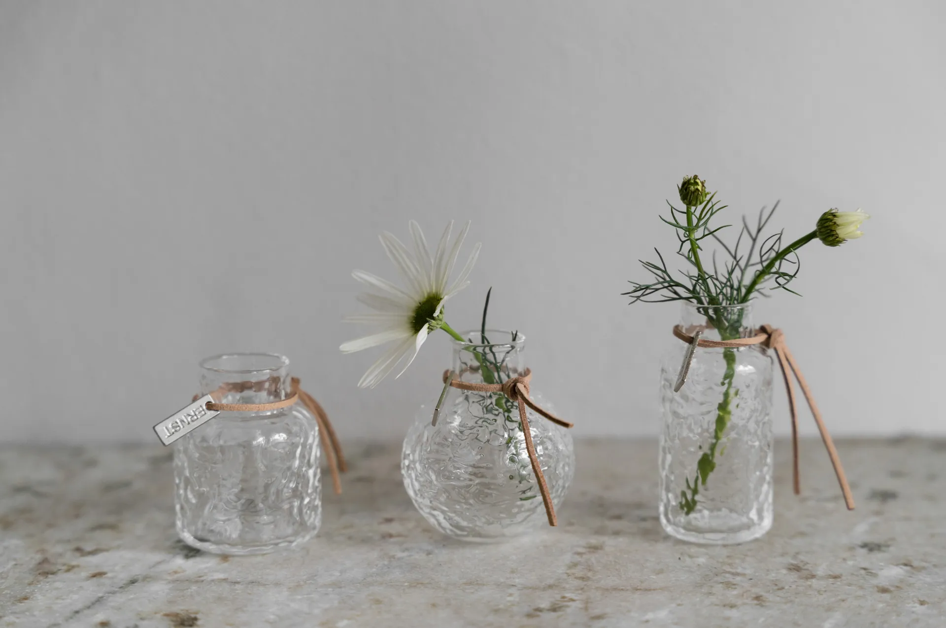 Set de vases Ernst à motif, coffret cadeau 3 pièces, Transparent ERNST