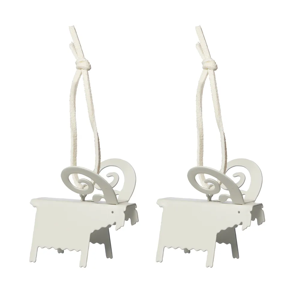 Suspensions de Noël Ernst bouc lot de 2, Blanc 5 cm ERNST