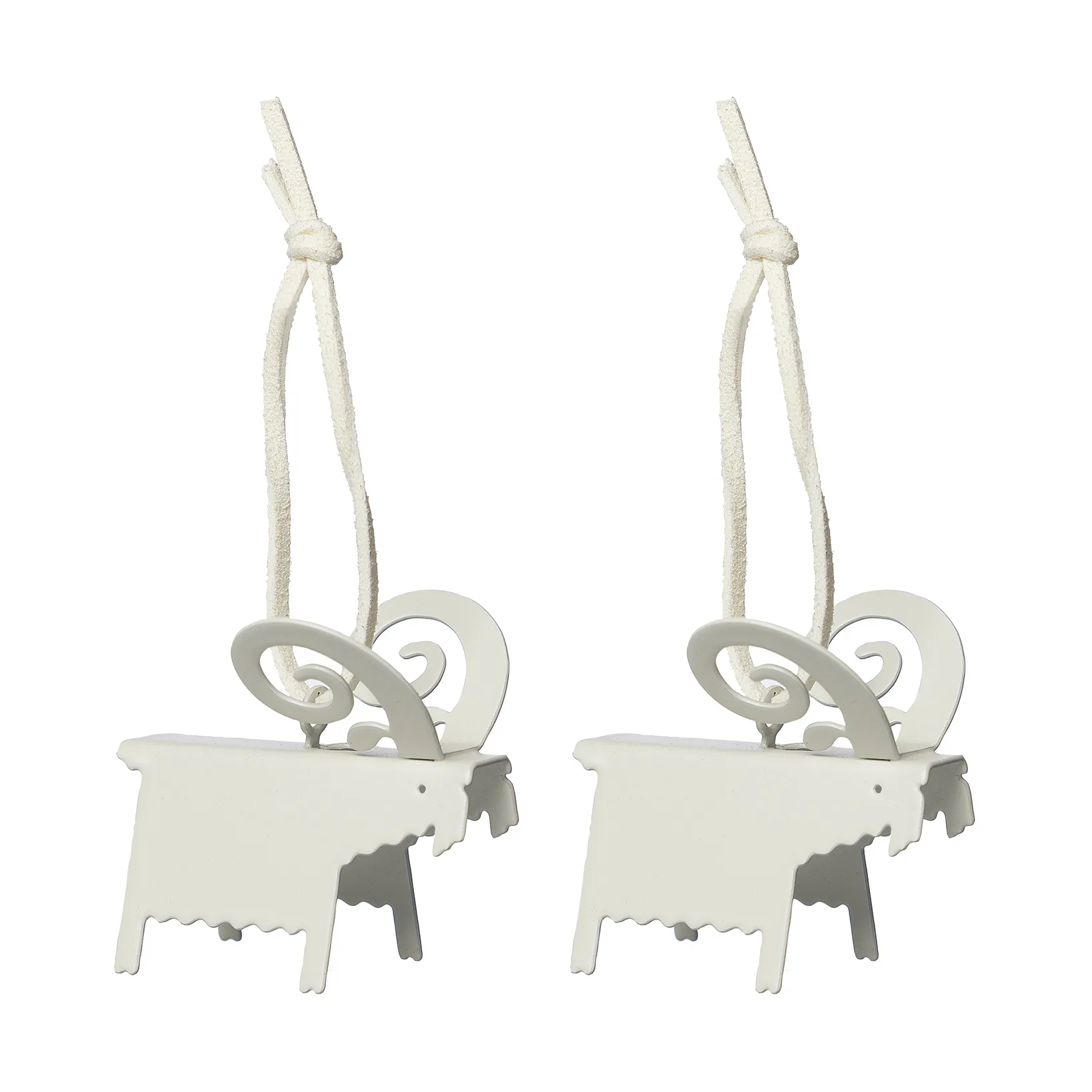 Suspensions de Noël Ernst bouc lot de 2, Blanc 7 cm ERNST