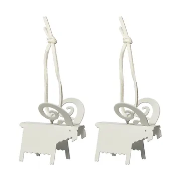 Suspensions de Noël Ernst bouc lot de 2 - Blanc 7 cm - ERNST