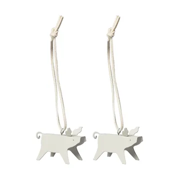 Suspensions de Noël Ernst cochon lot de 2 - Blanc 5 cm - ERNST