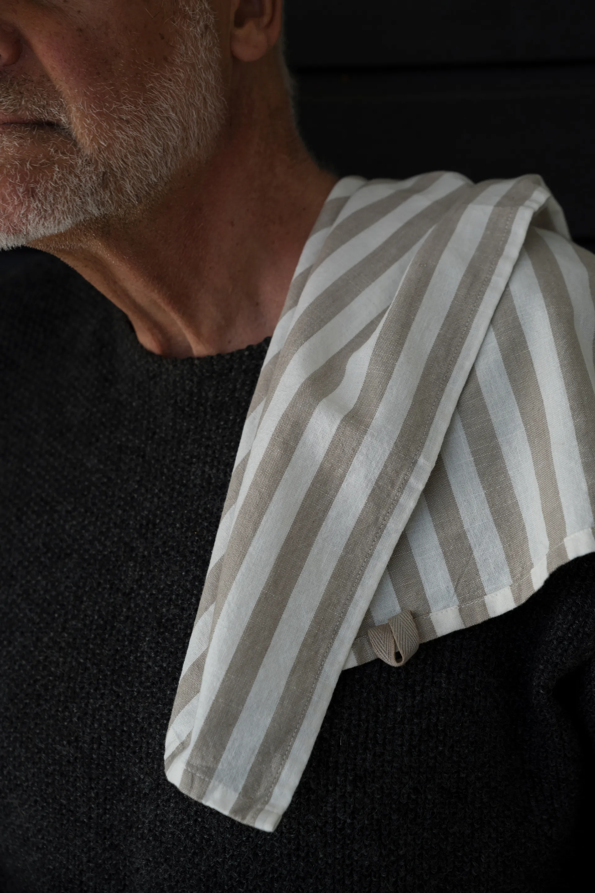 Torchon Ernst rayures larges 47x70 cm, Rayé beige-blanc ERNST