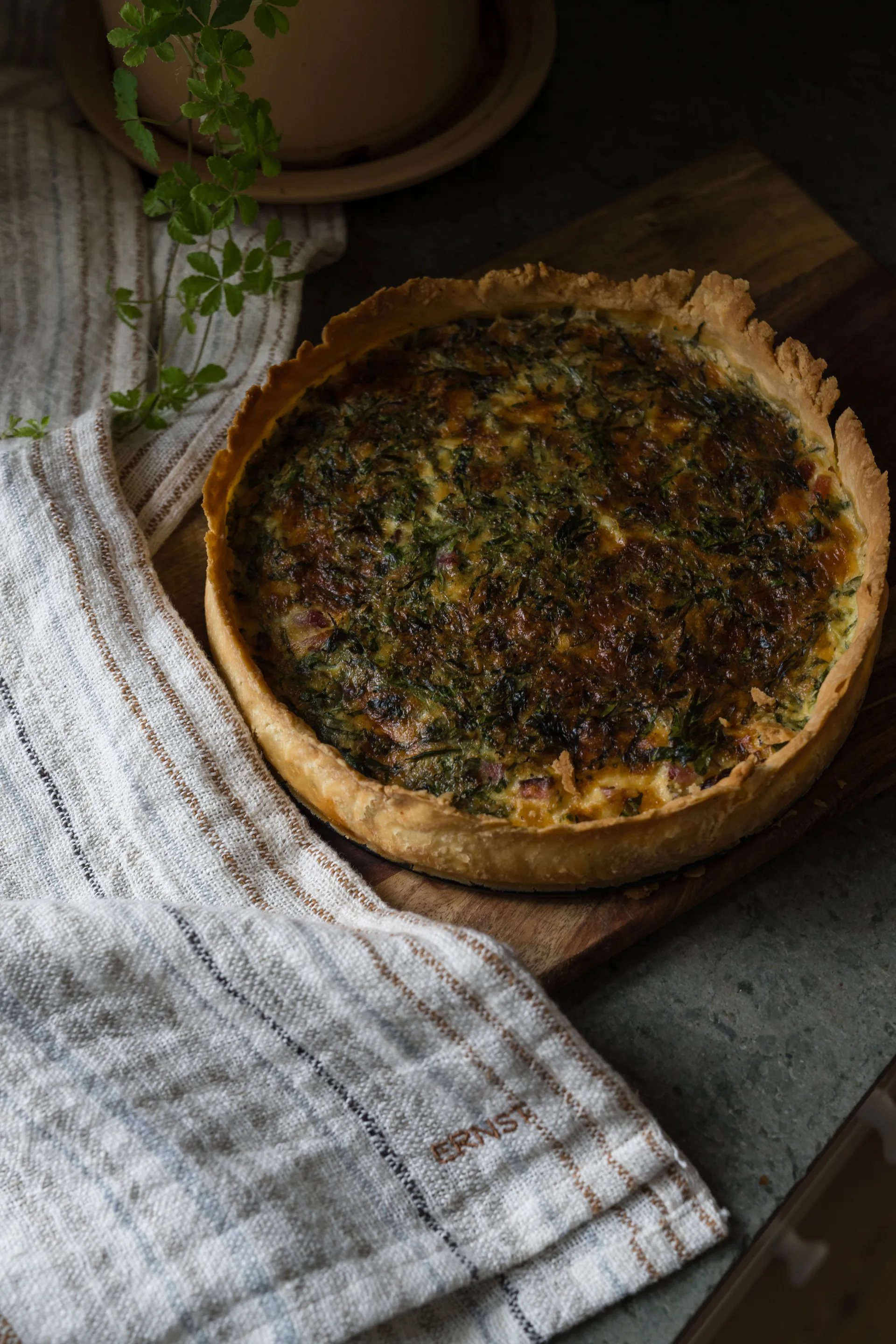 Torchons de cuisine Ernst en lin demi 47x70 cm, Multirand bleu clair ERNST