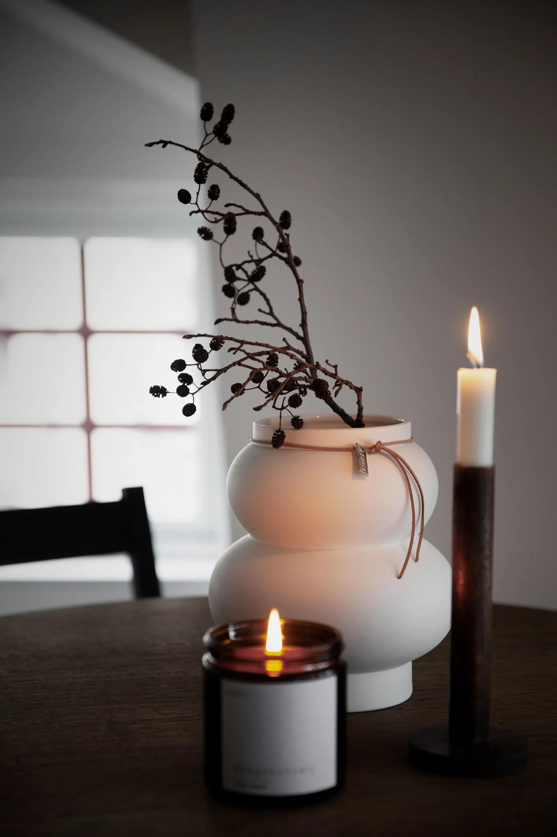 Vase en grès courbé Ernst 21,5 cm, Beige ERNST