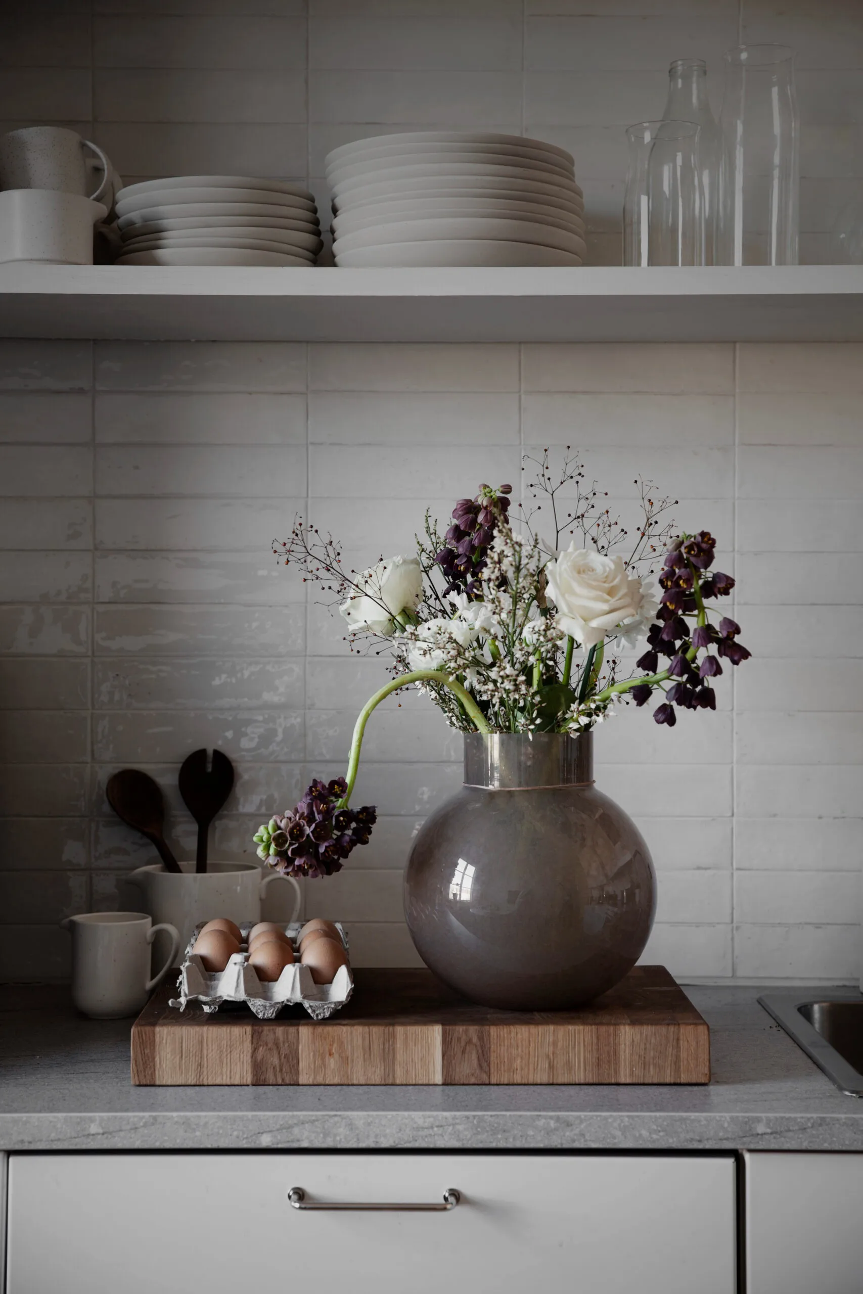 Vase en verre Ernst rond brun, H25 cm Ø24 cm ERNST