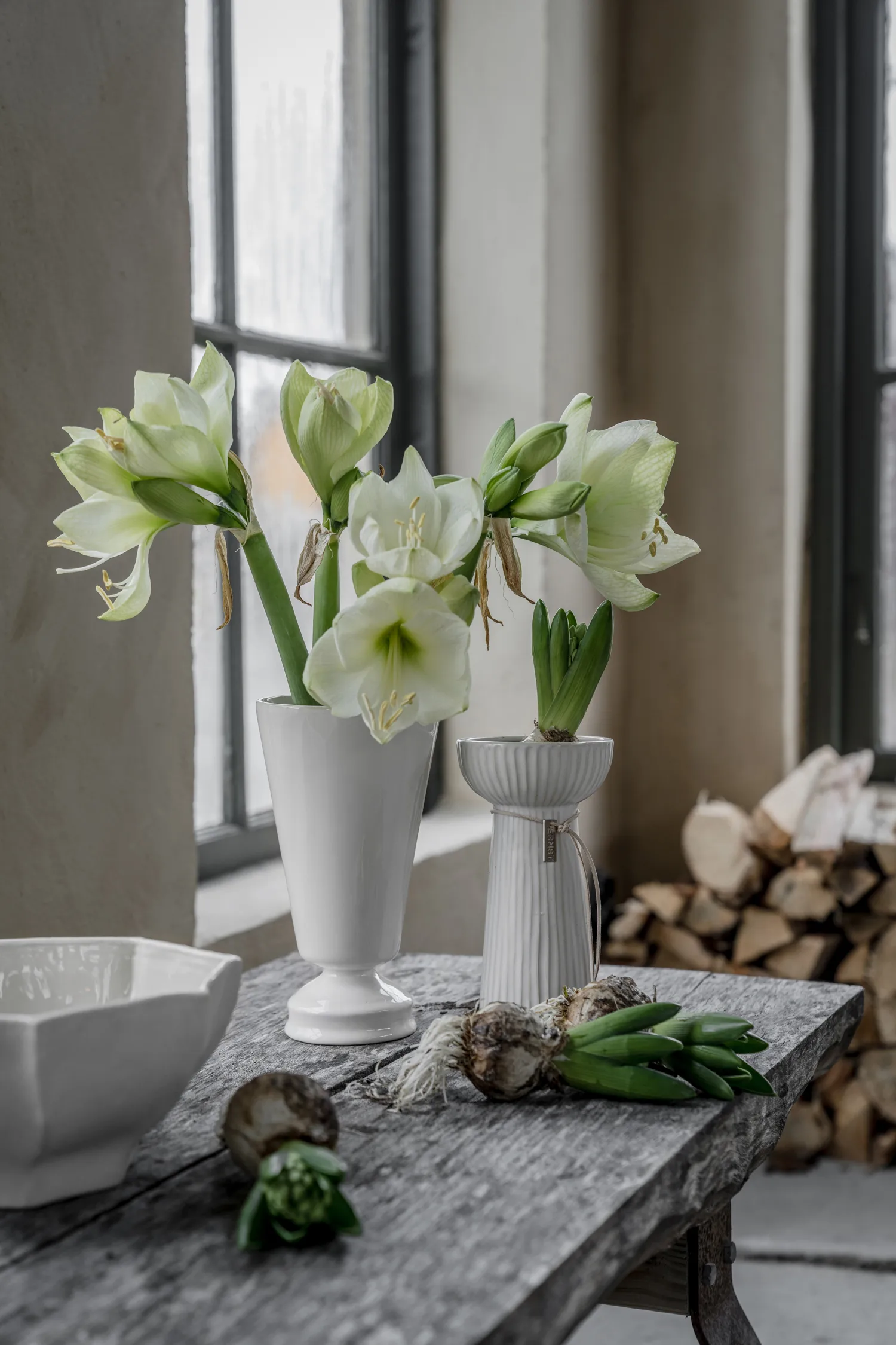 Vase hyacinthe Ernst nervuré 19 cm, Blanc naturel ERNST