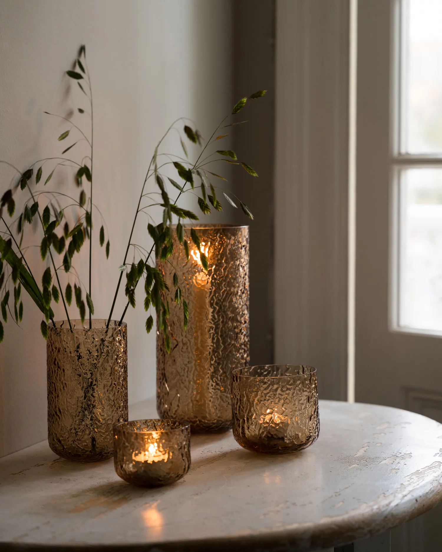 Vase/photophore à motif Ernst, Ambre, Ø11x25 cm ERNST