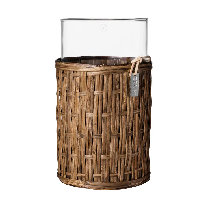 Vase/photophore Ernst en panier - Brun foncé, Ø10x18 cm - ERNST