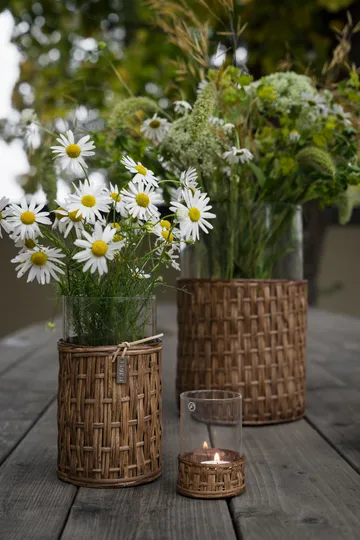 Vase/photophore Ernst en panier - Brun foncé, Ø18x30 cm - ERNST