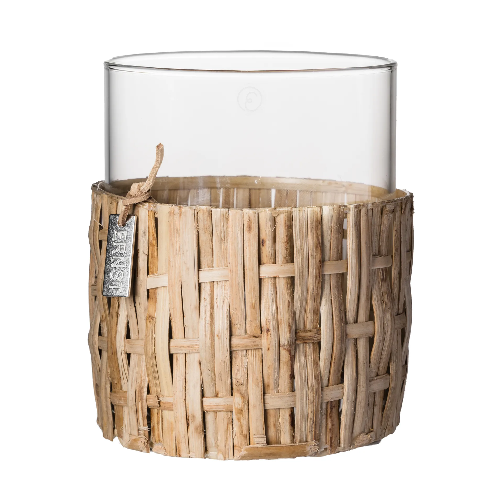 Vase/photophore Ernst en panier, Naturel, Ø10x12 cm ERNST