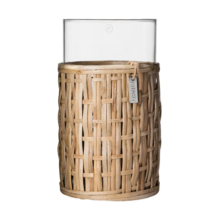 Vase/photophore Ernst en panier - Naturel, Ø10x18 cm - ERNST