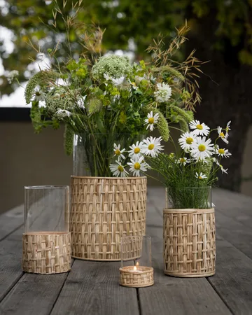 Vase/photophore Ernst en panier - Naturel, Ø10x18 cm - ERNST