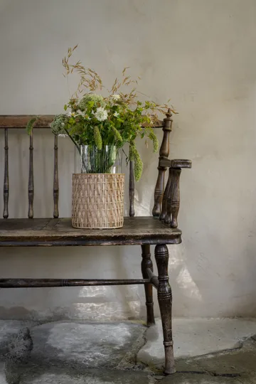 Vase/photophore Ernst en panier - Naturel, Ø18x30 cm - ERNST