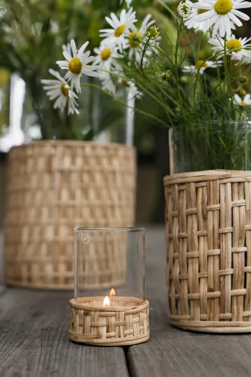 Vase/photophore Ernst en panier - Naturel, Ø7x8,5 cm - ERNST