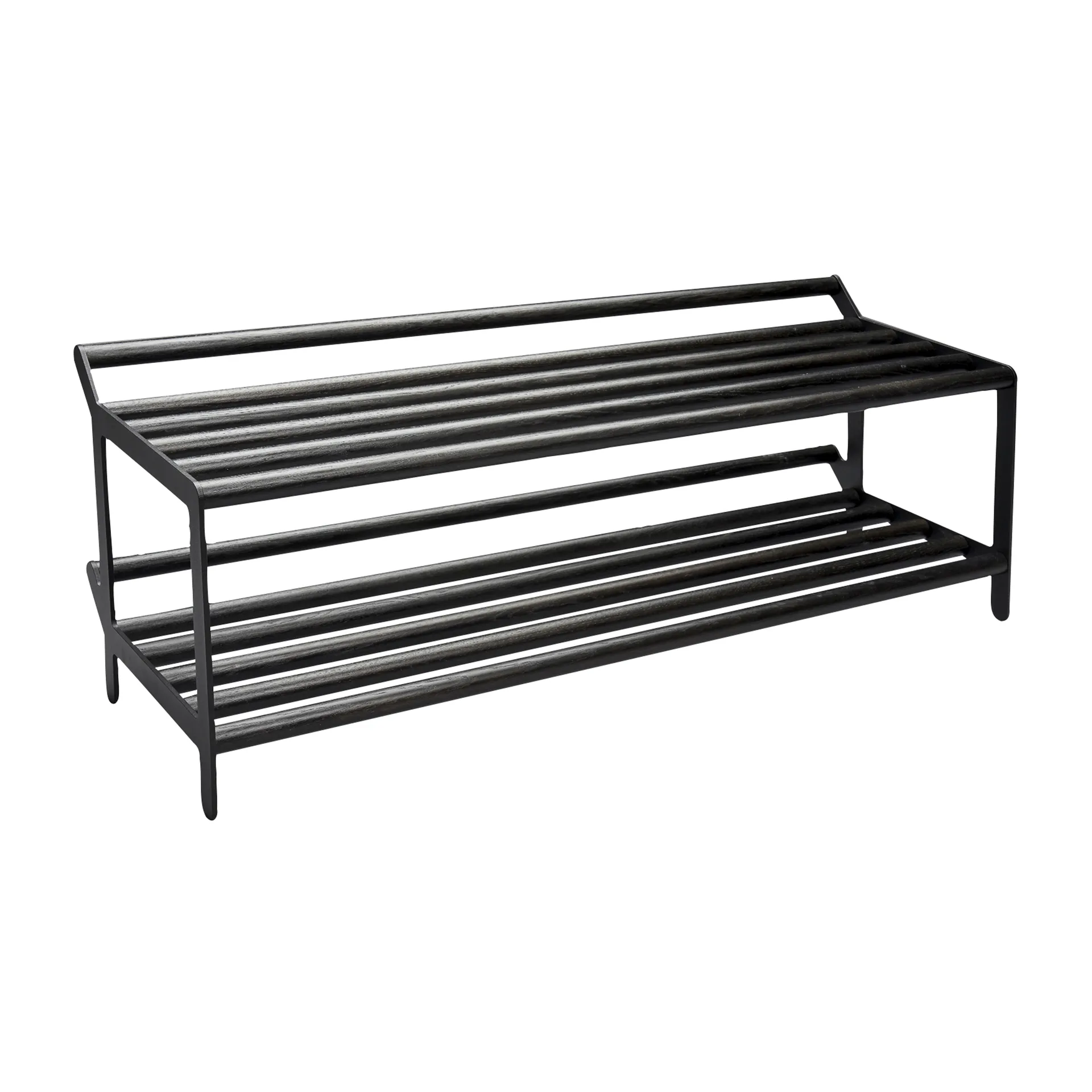 Banc avec rangement chaussures Tamburin 100cm, Chêne peint noir-noir Essem Design