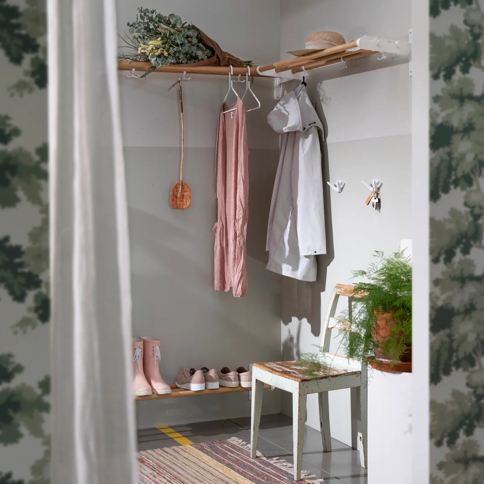 Étagère à chapeaux, étagère à chaussures Nostalgi, chêne, blanc Essem Design