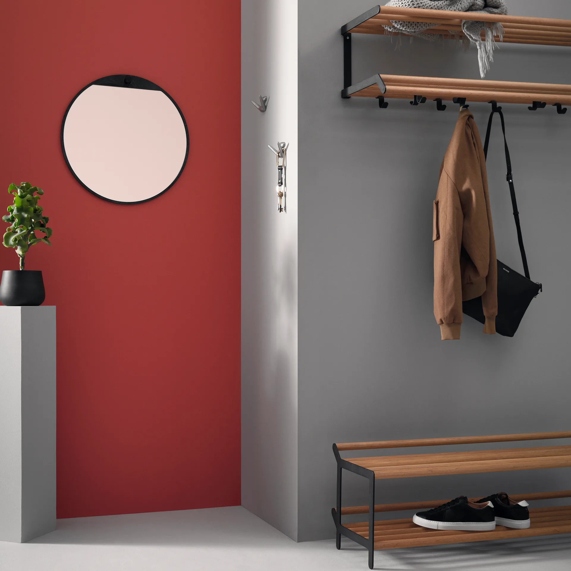 Etagère à chapeaux Tamburin 100cm, Bouleau-noir Essem Design