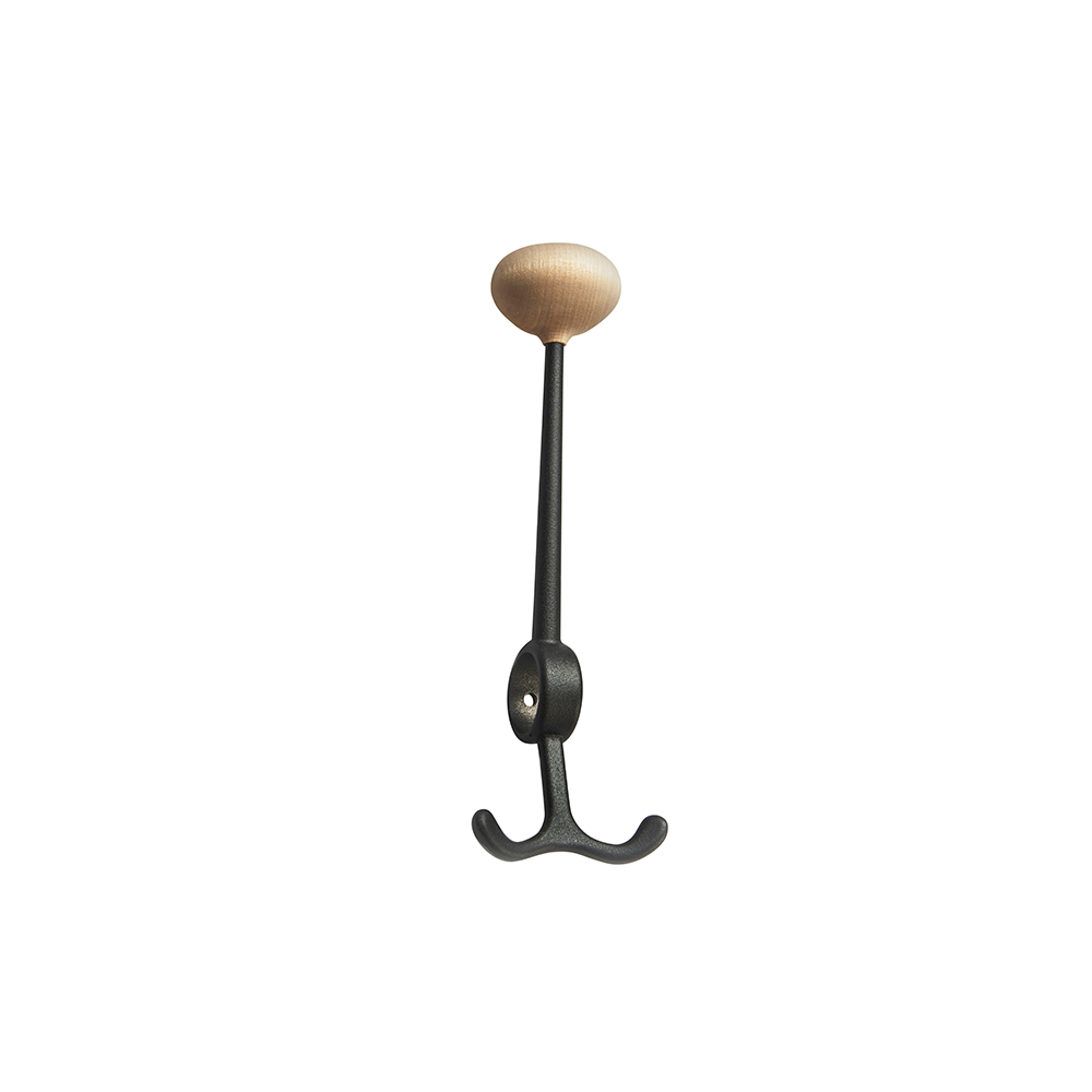 Essem Design Patère Oskar noir, bouton en bouleau | Design Scandinave | Crochets & Portemanteaux muraux | Noir