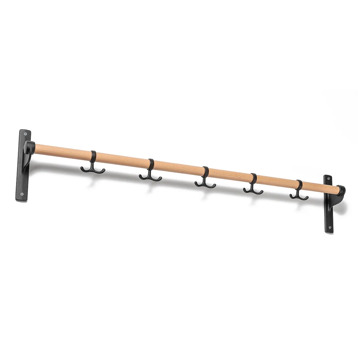 Support mural avec crochets Nostalgi 100 cm, chêne, noir Essem Design