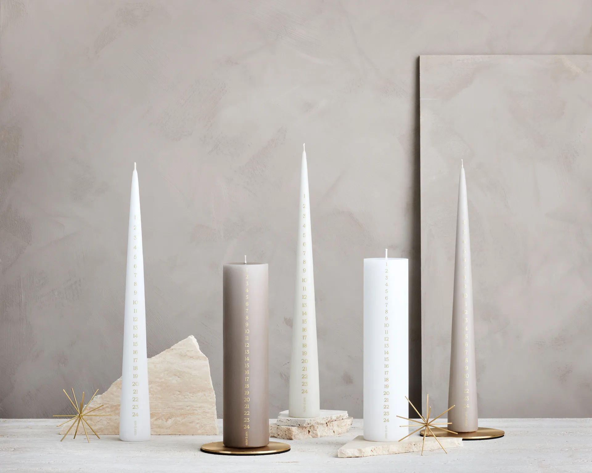 Bougie calendrier ester & erik 37 cm, 31 pure white ester & erik
