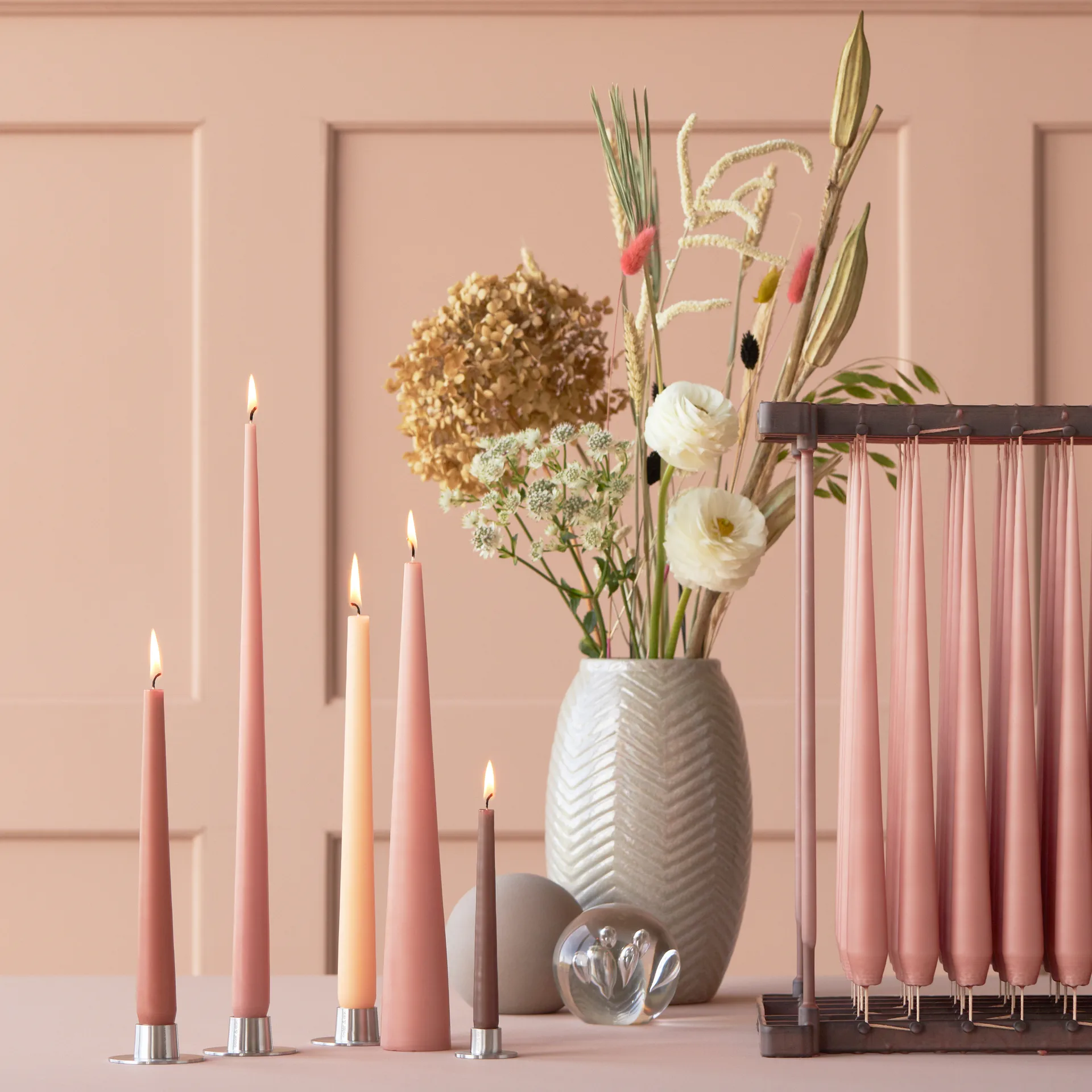 Bougie cônique ester & erik 37 cm Lot de 2 mat, Rosy caramel 20 ester & erik