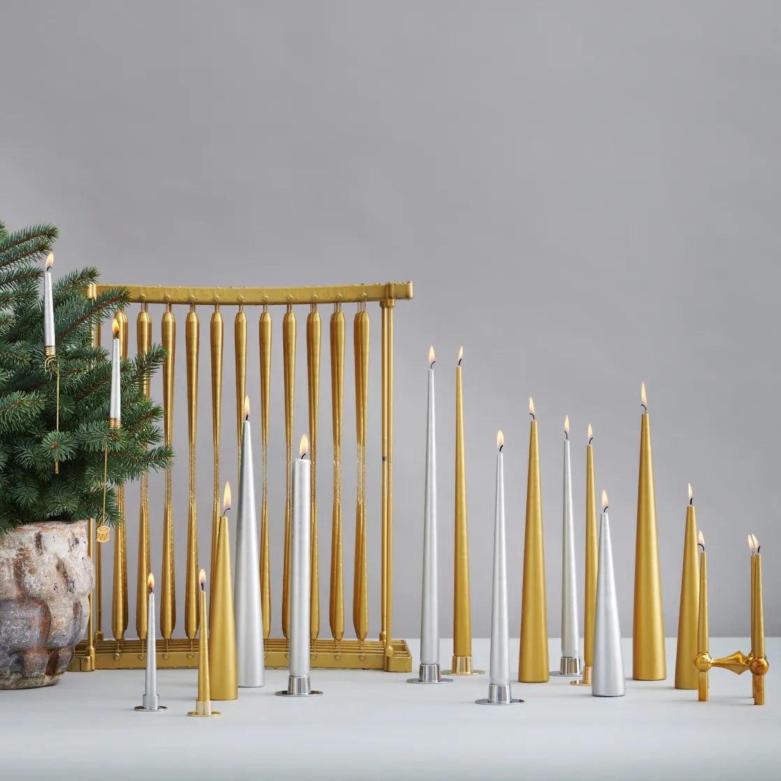 Bougie ester & erik 42cm Lot de 4 métallique, Gold ester & erik