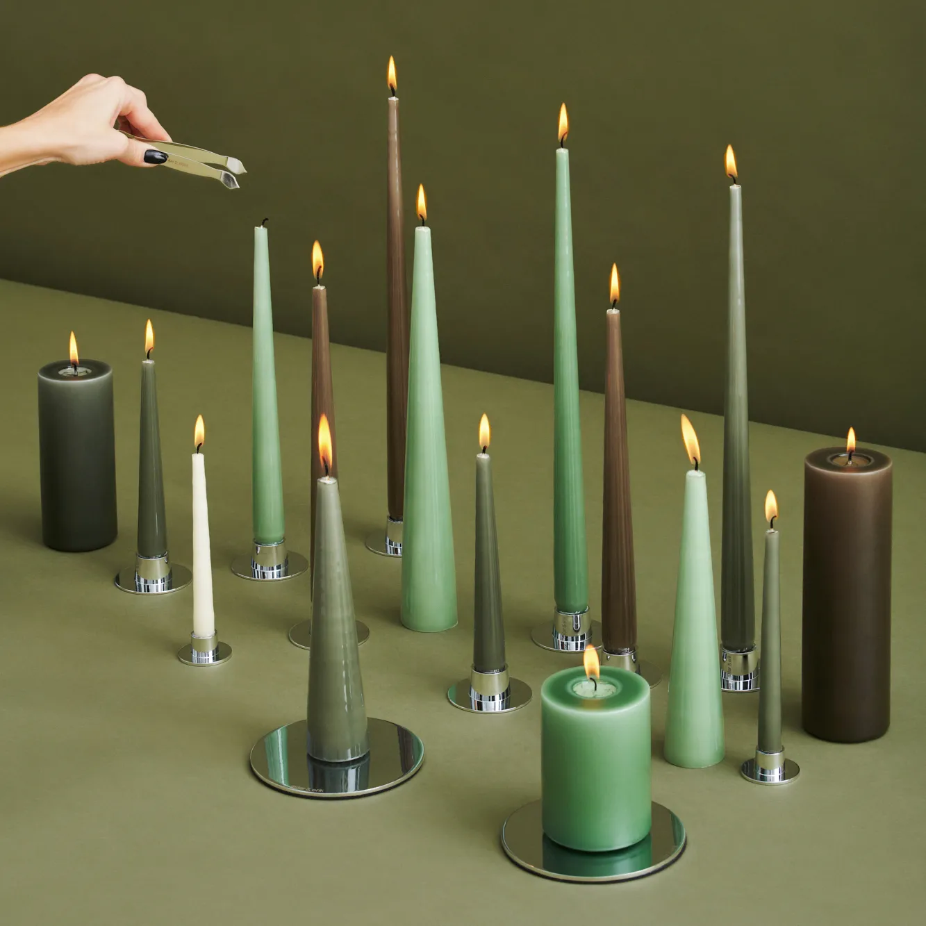 Bougie ester & erik Lot de 4 laquée, eucalyptus, 42 cm ester & erik