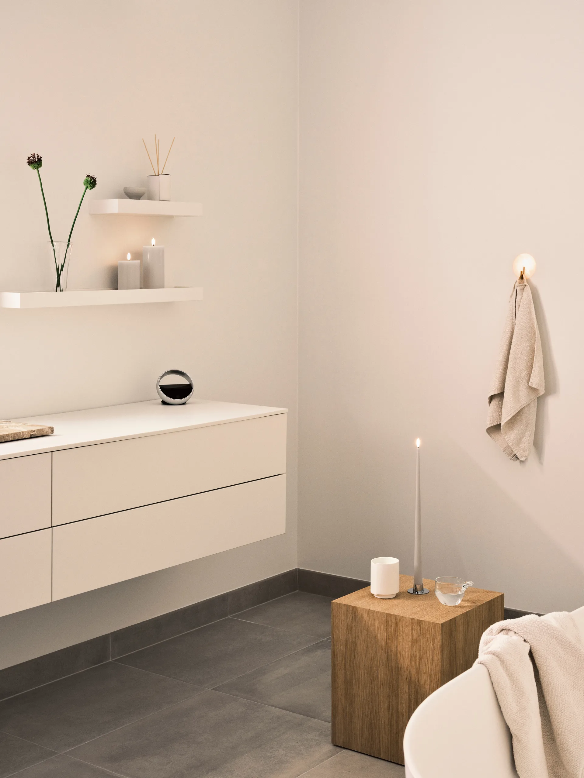 Bougie LED bloc Ester & Erik, 22 Linen Grey, 15cm ester & erik