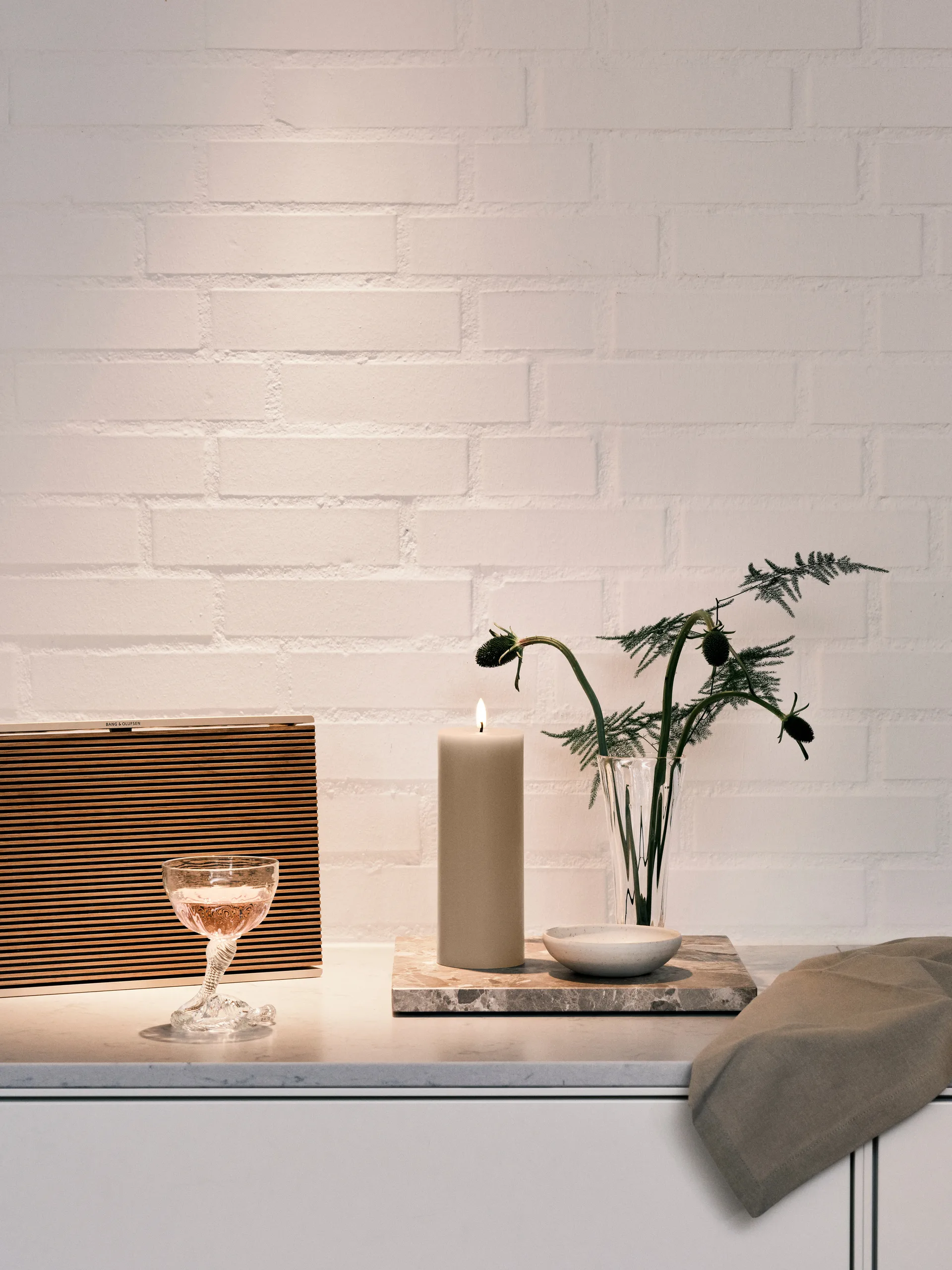 Bougie LED bloc Ester & Erik, 22 Linen Grey, 20cm ester & erik