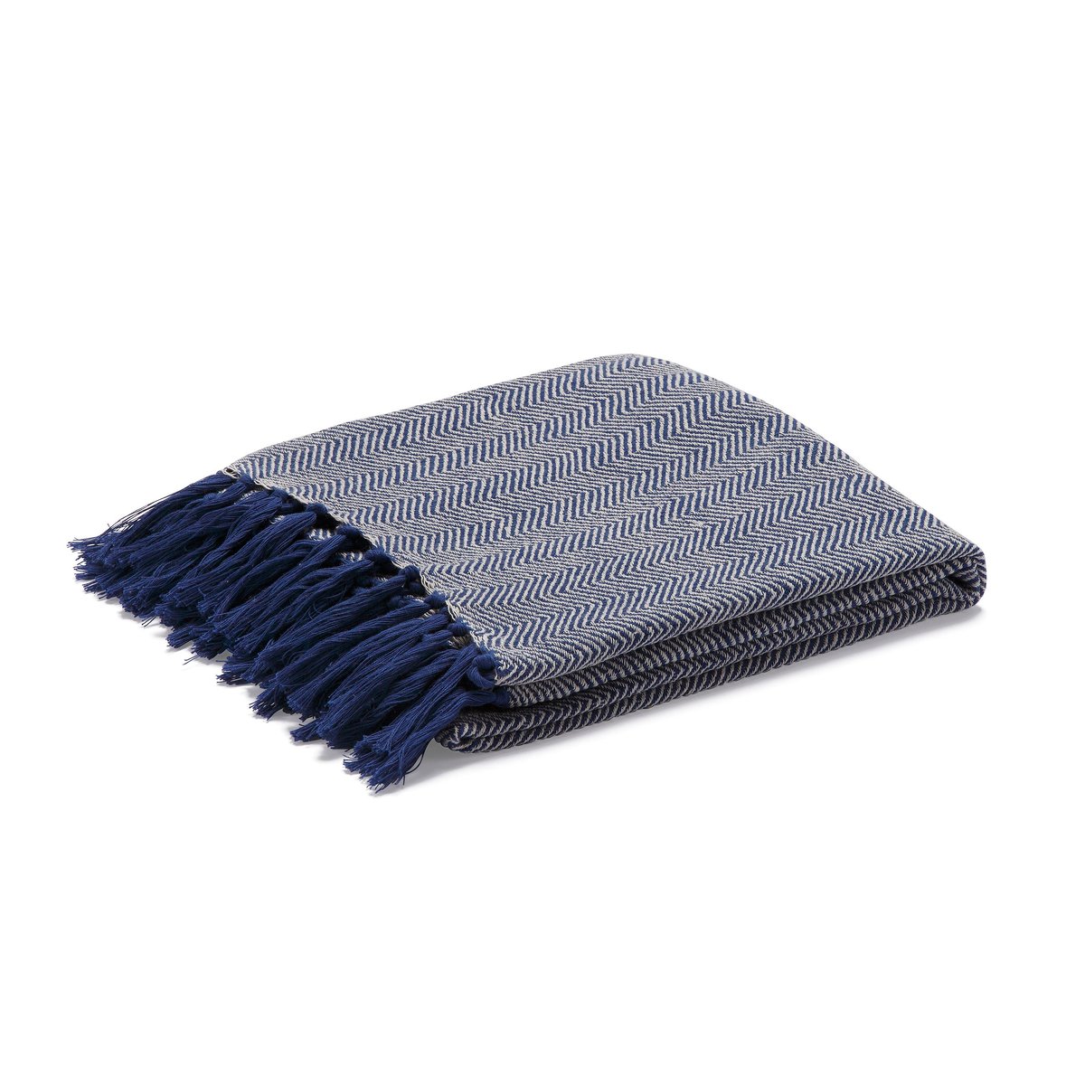 Etol Design Plaid Fishbone bleu | Design Scandinave | Plaids & couvertures en coton | Bleu