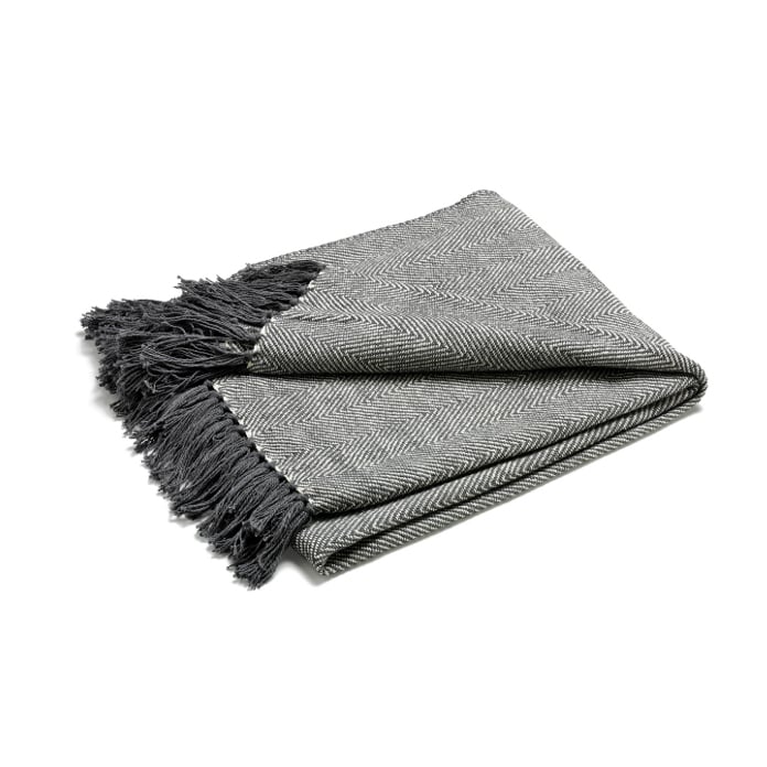 Etol Design Plaid Fishbone gris | Design Scandinave | Plaids & couvertures en coton | Gris