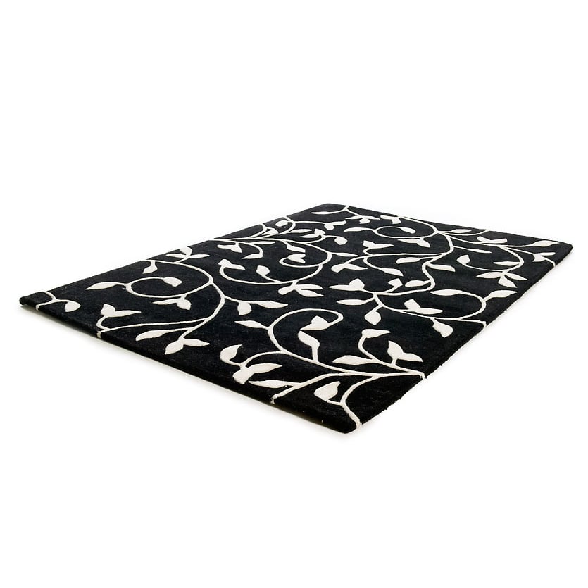 Etol Design Tapis Grow noir-blanc 140x200 cm | Design Scandinave | Tapis en laine | Noir