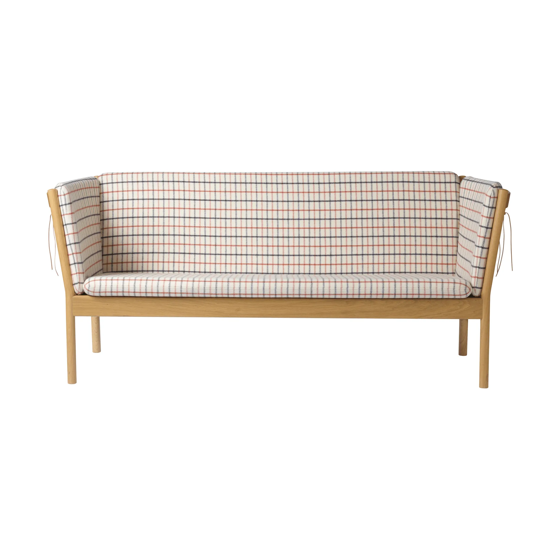 Canapé J149, Tissu rouge-chêne laqué, 3 places FDB Møbler