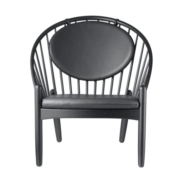 Chaise J166 Jørna - Oak black painted-black leather - FDB Møbler