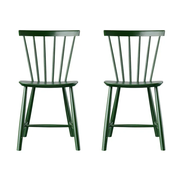 Chaise J46, Hêtre bottle green peint, 2-pack - FDB Møbler